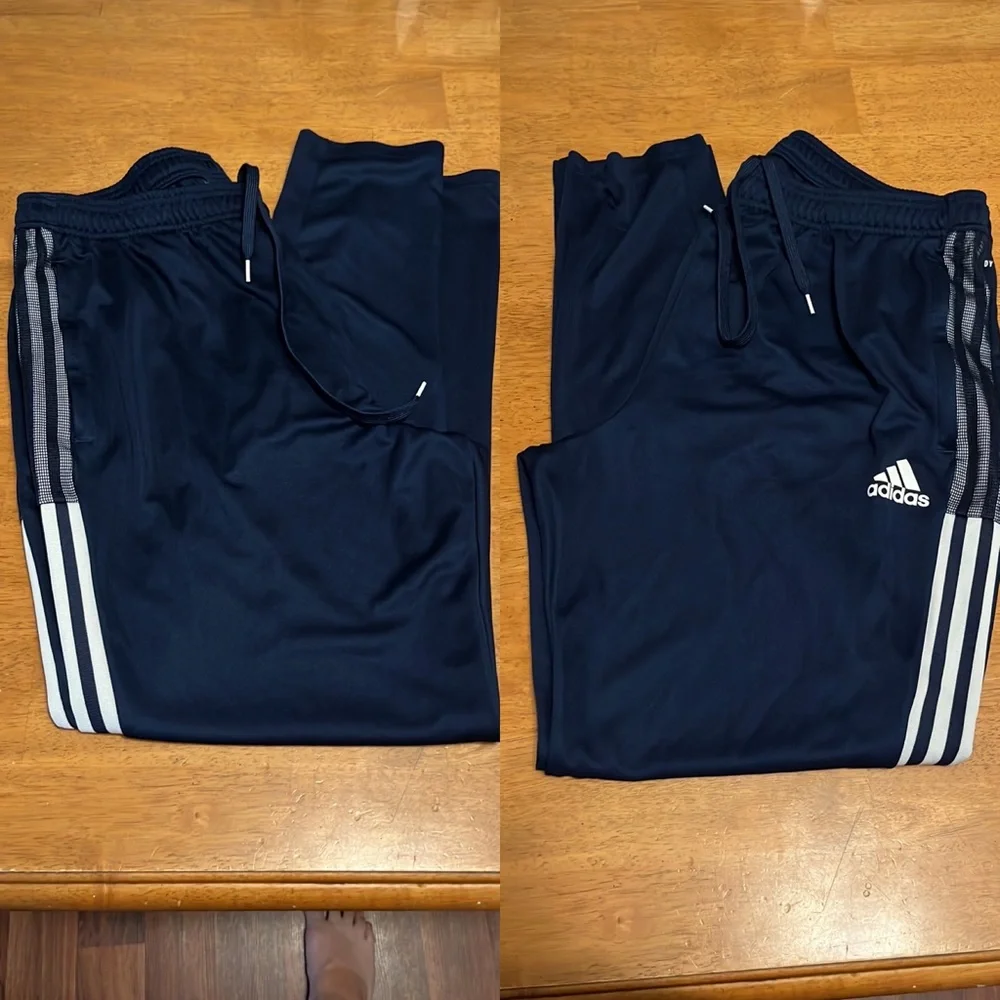 Adidas Mens 2XLT Big & Tall Blue and White Athletic Workout Lounge Pants
